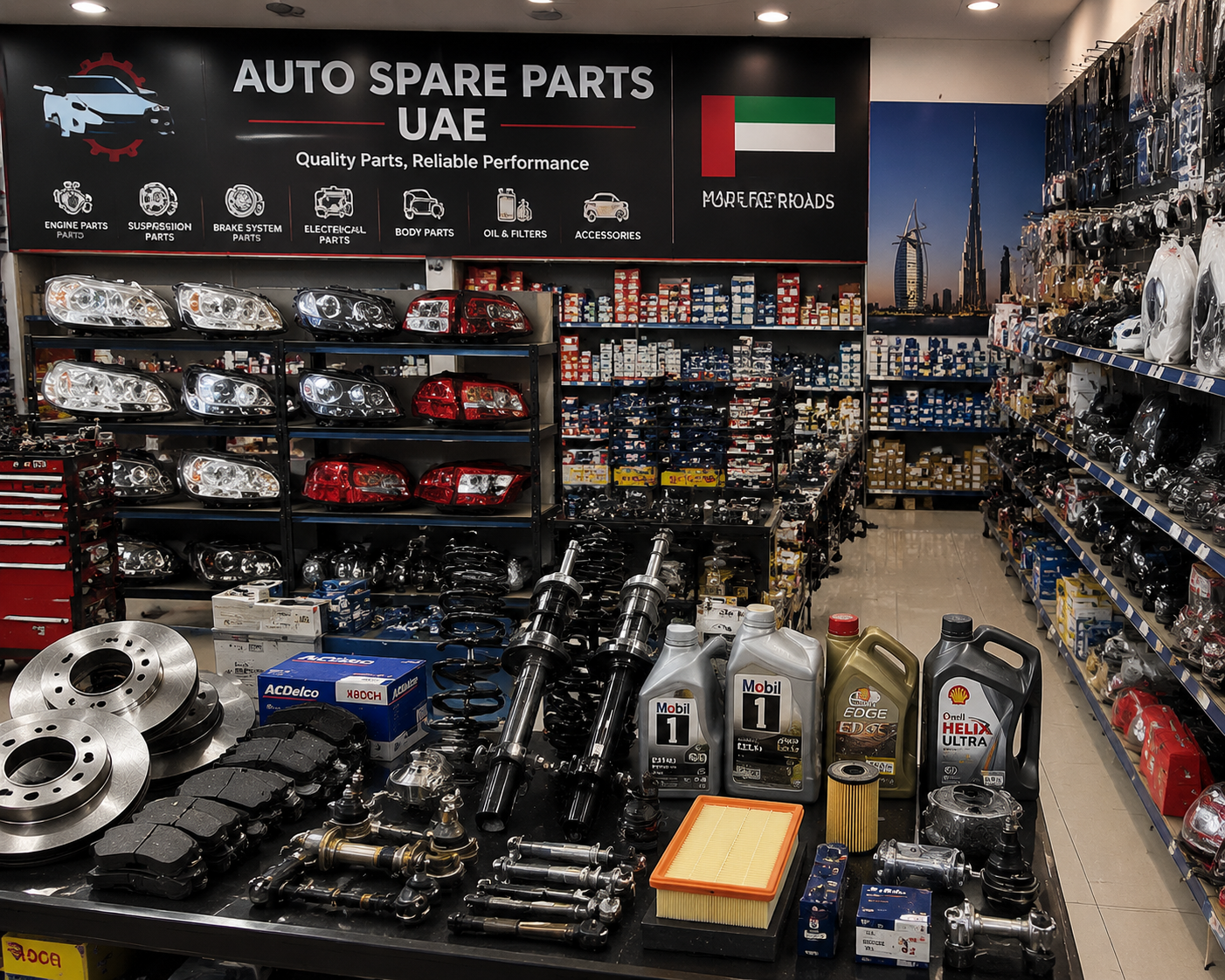 Vehicle parts prepared for reuse and automotive recycling in UAE