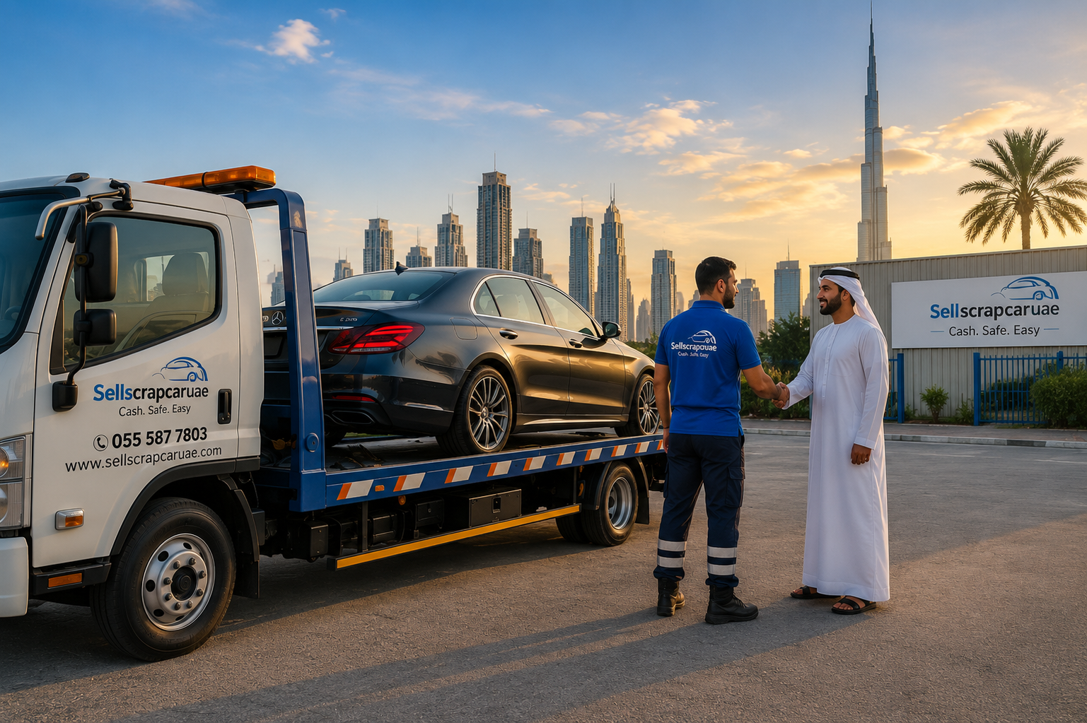 Professional scrap car service team providing vehicle pickup in UAE